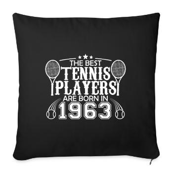 1963 joueur tennis | cadeau joueur de tennis 1963 - Housse de coussin décorative 45 x 45 cm - noir - Devant