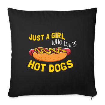 just a girl who loves hot dogs - Sofa pillowcase 17,3'' x 17,3'' (45 x 45 cm) - black - Front