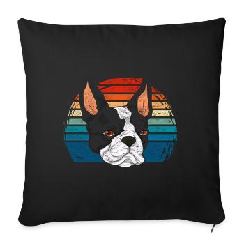 Dog Bostie Gift Retro Boston Terrier - Sofa pillowcase 17,3'' x 17,3'' (45 x 45 cm) - black - Front