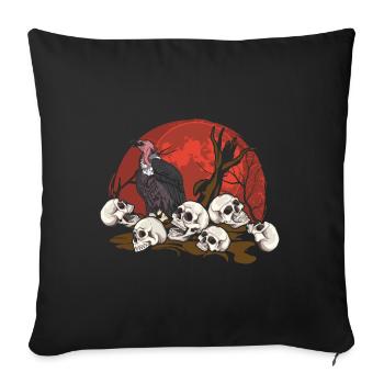 Scavenger Bird of Prey Gift Skull Moon Vulture - Sofa pillowcase 17,3'' x 17,3'' (45 x 45 cm) - black - Front