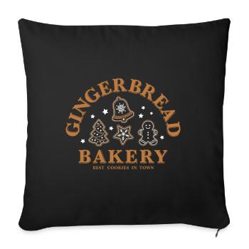 Weihnachten Gingerbread Bakery Lebkuchen Plätzchen - Sofakissenbezug 45 x 45 cm - Schwarz - Vorne