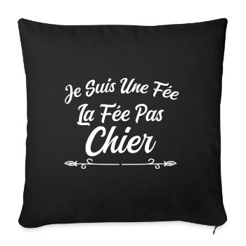 Fait Pas Chier Humour Fée Femme - Housse de coussin décorative 45 x 45 cm - noir - Devant