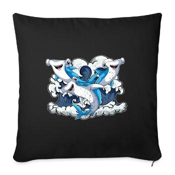 Océan Animal Requin Cadeau Mignon Requin-Marteau - Housse de coussin décorative 45 x 45 cm - noir - Devant