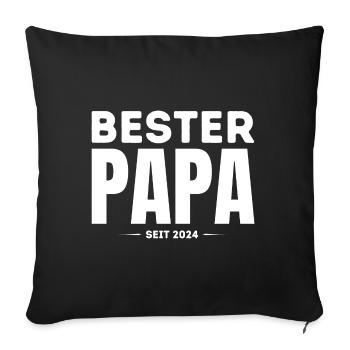 Bester Papa seit 2024 Vatertag Geschenk - Sofakissenbezug 45 x 45 cm - Schwarz - Vorne