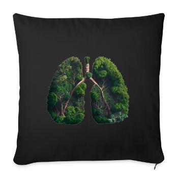 The jungle is the green lung of our earth - Sofa pillowcase 17,3'' x 17,3'' (45 x 45 cm) - black - Front