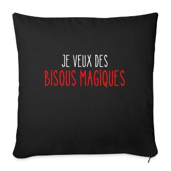 Je veux des Bisous Magiques - Housse de coussin décorative 45 x 45 cm - noir - Devant