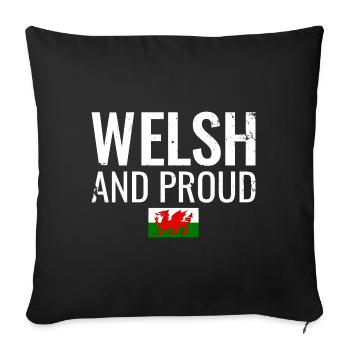 Welsh And Proud Wales Walisische Flagge Waliser - Sofakissenbezug 45 x 45 cm - Schwarz - Vorne