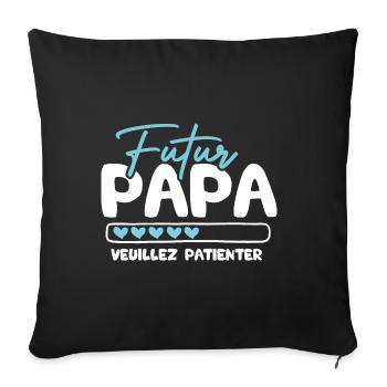 Futur papa veuillez patienter - Housse de coussin décorative 45 x 45 cm - noir - Devant