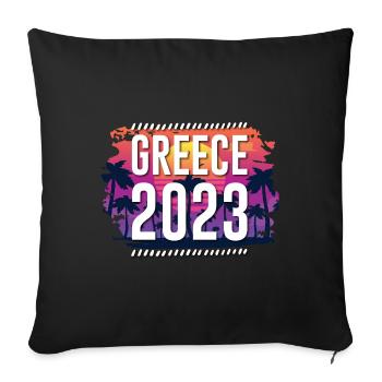 Grèce 2023 - Housse de coussin décorative 45 x 45 cm - noir - Devant