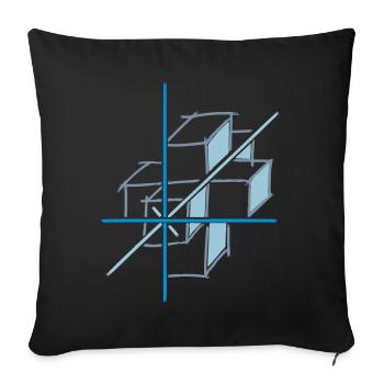 coordinate system. x-y-z axes. cube. - Sofa pillowcase 17,3'' x 17,3'' (45 x 45 cm) - black - Front