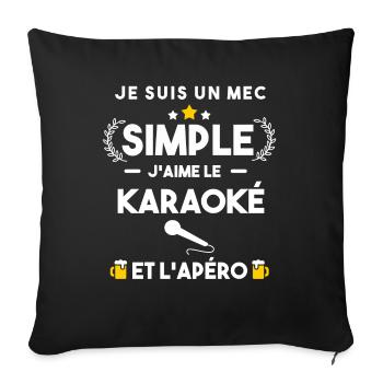 karaoké et apéro humour cadeau - Housse de coussin décorative 45 x 45 cm - noir - Devant