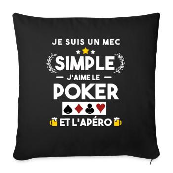 poker et apéro humour cadeau - Housse de coussin décorative 45 x 45 cm - noir - Devant