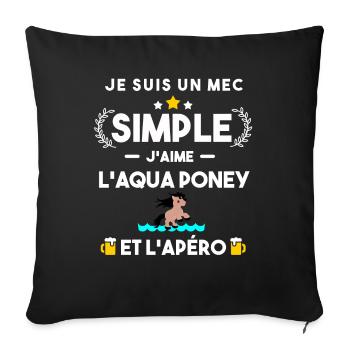 aqua poney et apéro humour cadeau - Housse de coussin décorative 45 x 45 cm - noir - Devant