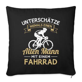 Fahrrad Rentner Rennrad Opa Radfahrer - Sofakissenbezug 45 x 45 cm - Schwarz - Vorne