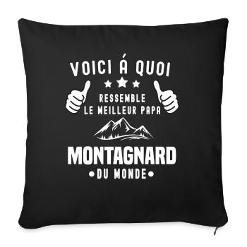 voici meilleur papa montagnard papa montagne - Housse de coussin décorative 45 x 45 cm - noir - Devant