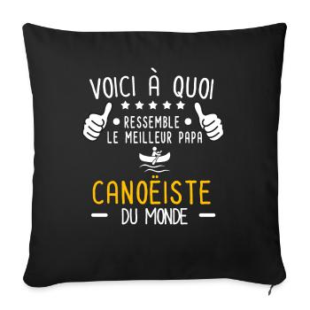 voici meilleur papa canoëiste au monde père canoë - Housse de coussin décorative 45 x 45 cm - noir - Devant