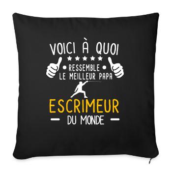 voici meilleur papa escrimeur au monde escrime - Housse de coussin décorative 45 x 45 cm - noir - Devant