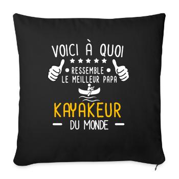voici meilleur papa kayakeur au monde père kayak - Housse de coussin décorative 45 x 45 cm - noir - Devant