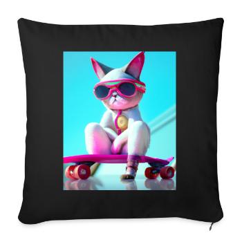 Cool Skateboard Cats - Sofa pillowcase 17,3'' x 17,3'' (45 x 45 cm) - black - Front