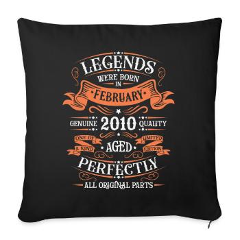 Les Légendes Sont Nées En Février 2010 Cadeau - Housse de coussin décorative 45 x 45 cm - noir - Devant