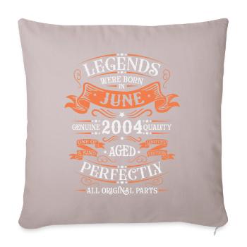 Né en juin 2004 - Housse de coussin décorative 45 x 45 cm - taupe clair - Devant