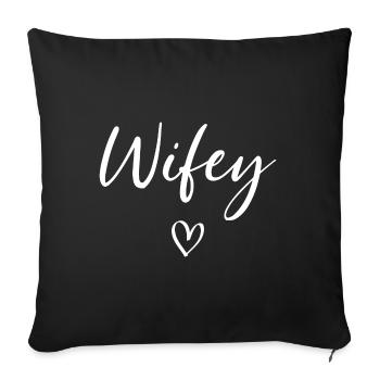 Wifey heart Femme Coeur - Housse de coussin décorative 45 x 45 cm - noir - Devant