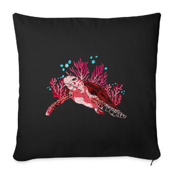 Cadeau Ocean Animal Lover Tortue de Mer - Housse de coussin décorative 45 x 45 cm - noir - Devant