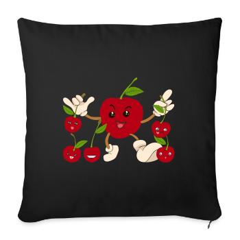 Fruit Cherries Summer Fruit Gift Cherry - Sofa pillowcase 17,3'' x 17,3'' (45 x 45 cm) - black - Front