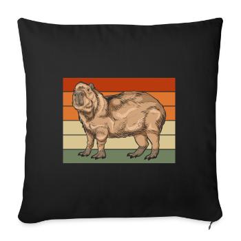 Capybara Lover Animal Gift Retro Capybara - Sofa pillowcase 17,3'' x 17,3'' (45 x 45 cm) - black - Front