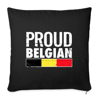 Proud Belgian Belgian flag - Sofa pillowcase 17,3'' x 17,3'' (45 x 45 cm) - black - Front