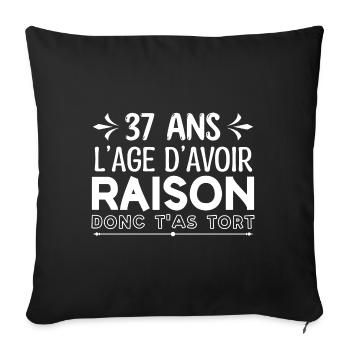 37 ans - cadeau d’anniversaire 37 ans - Housse de coussin décorative 45 x 45 cm - noir - Devant