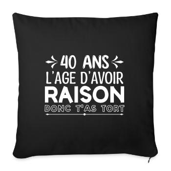 40 ans - cadeau d’anniversaire 40 ans - Housse de coussin décorative 45 x 45 cm - noir - Devant