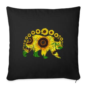 Habitant de la forêt Animal de la forêt Ours de tournesol cadeau - Housse de coussin décorative 45 x 45 cm - noir - Devant