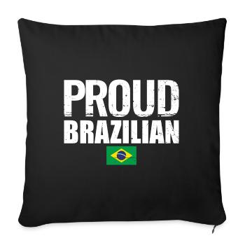 Proud Brazilian Brazilian Brazil Flag - Sofa pillowcase 17,3'' x 17,3'' (45 x 45 cm) - black - Front