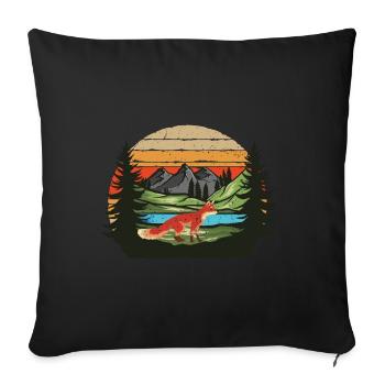 Retro Forest Animal Nature Mountain Gift Fox - Sofa pillowcase 17,3'' x 17,3'' (45 x 45 cm) - black - Front