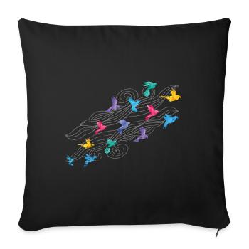 Plis en papier grue cadeau japon origami - Housse de coussin décorative 45 x 45 cm - noir - Devant