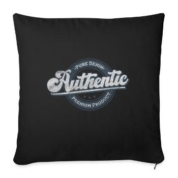 Authentisches reines Denim-Premiumprodukt retroblau - Sofakissenbezug 45 x 45 cm - Schwarz - Vorne
