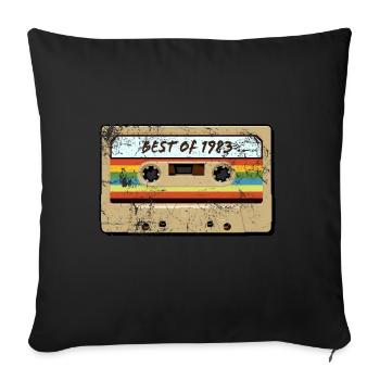 Best of 1983 - Birthday Vintage Cassette - Sofa pillowcase 17,3'' x 17,3'' (45 x 45 cm) - black - Front