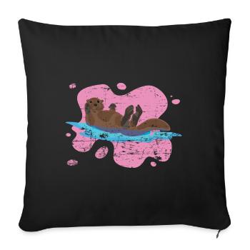 Otter Lover Gift Giant Otter Animal Otter - Sofa pillowcase 17,3'' x 17,3'' (45 x 45 cm) - black - Front