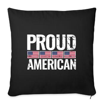 Fier drapeau américain américain américain - Housse de coussin décorative 45 x 45 cm - noir - Devant