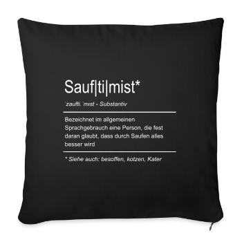 Optimist - Saufen - Definition - Wortspiel - Sofakissenbezug 45 x 45 cm - Schwarz - Vorne