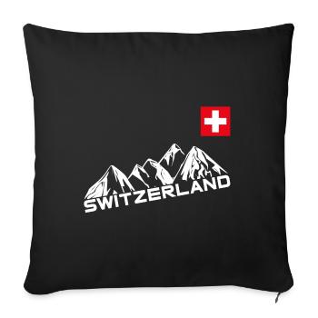 Switzerland | Switzerland, Souvenir, Fondue - Sofa pillowcase 17,3'' x 17,3'' (45 x 45 cm) - black - Front
