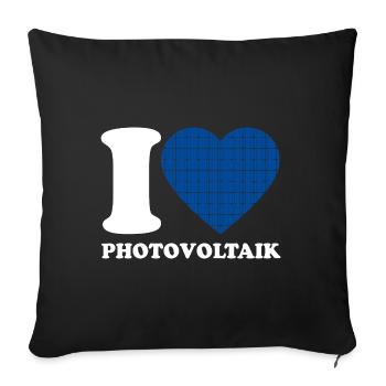 I Love Photovoltaik - Herz - Erneuerbare Energie - Sofakissenbezug 45 x 45 cm - Schwarz - Vorne