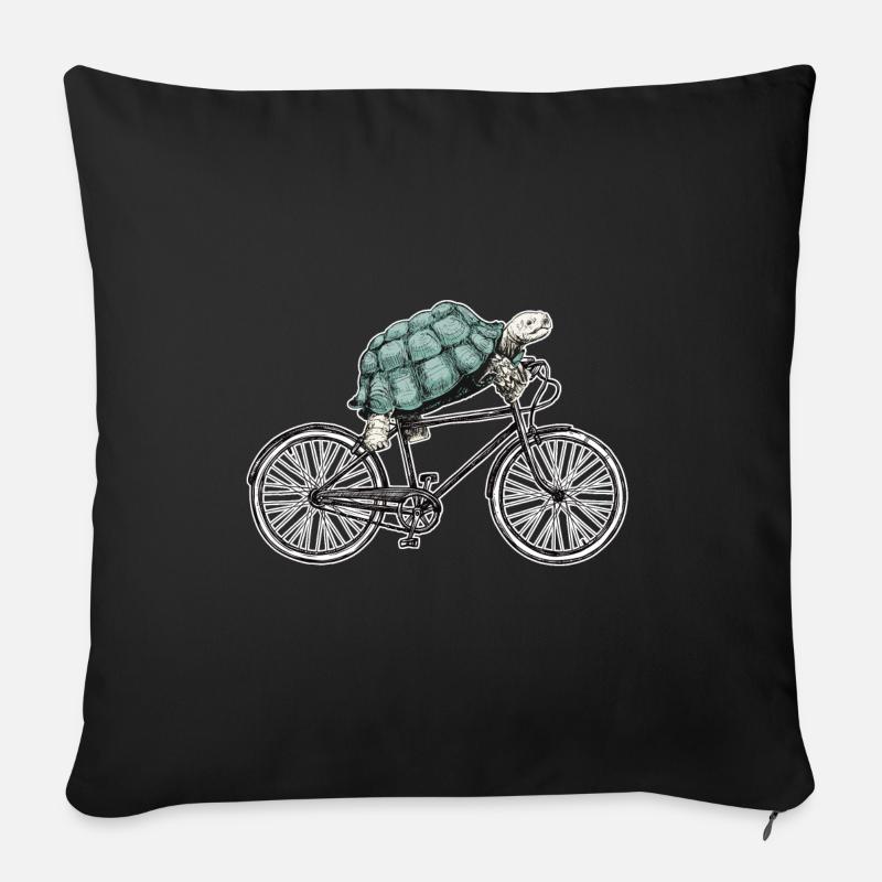 Vélo de roue de course de vélo de vélo - Housse de coussin décorative 45 x 45 cm - noir