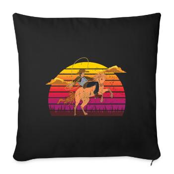 Rétro Texas Rodeo cadeau coucher de soleil Cowboy - Housse de coussin décorative 45 x 45 cm - noir - Devant