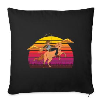 Texan Rodeo Texas cheval cadeau rétro Cowboy - Housse de coussin décorative 45 x 45 cm - noir - Devant