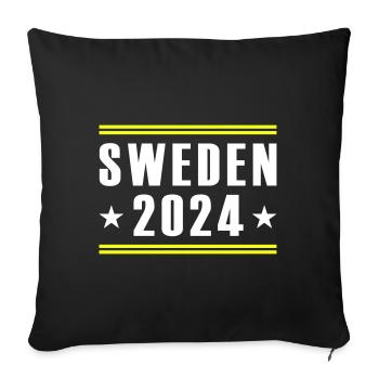 Suède 2024 - Housse de coussin décorative 45 x 45 cm - noir - Devant