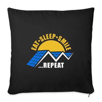 Eat Sleep Smile Repeat - Photovoltaic Saying - Sofa pillowcase 17,3'' x 17,3'' (45 x 45 cm) - black - Front