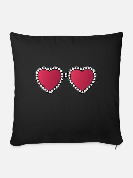 Brille Rosa Glitzer Sommer Sonnenbrille Geschenk - Sofakissenbezug 45 x 45 cm - Schwarz