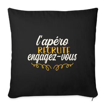 apéro recrute engagez vous - Housse de coussin décorative 45 x 45 cm - noir - Devant